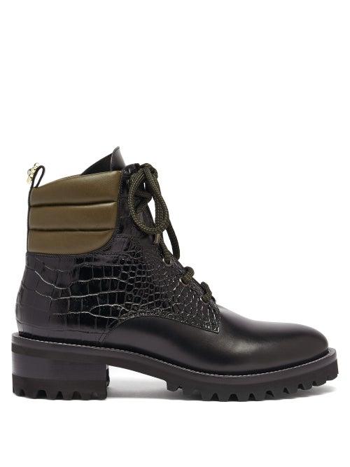 Matchesfashion.com Fabrizio Viti - Dolomite Daisy-heel Crocodile-effect Leather Boots - Womens - Black Multi