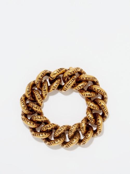 Balenciaga - Logo-engraved Chunky Chain Bracelet - Womens - Gold