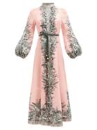 Zimmermann - Moonshine Floral-print Voile Maxi Dress - Womens - Pink