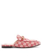 Matchesfashion.com Gucci - Princetown Logo Jacquard Backless Loafers - Womens - Red Multi