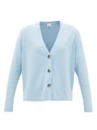 Allude - V-neck Cotton And Cashmere Cardigan - Womens - Light Blue