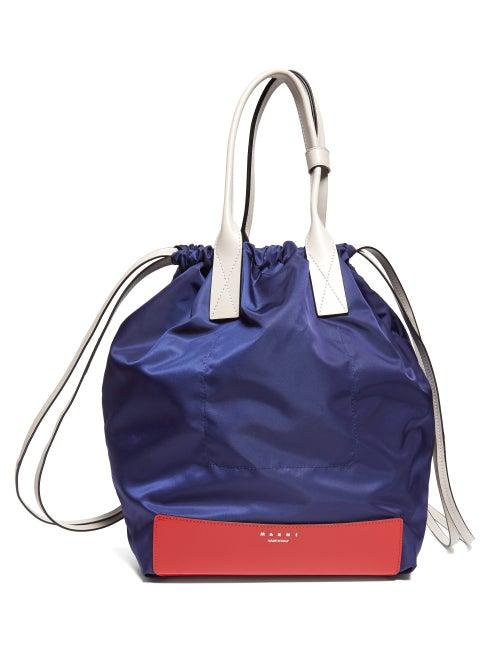 Matchesfashion.com Marni - Pedestal Leather Trimmed Backpack - Womens - Blue Multi