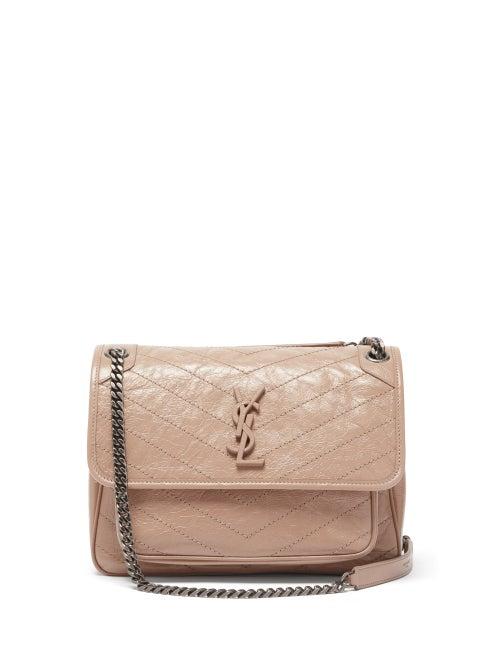 Matchesfashion.com Saint Laurent - Niki Medium Ysl-plaque Leather Shoulder Bag - Womens - Nude
