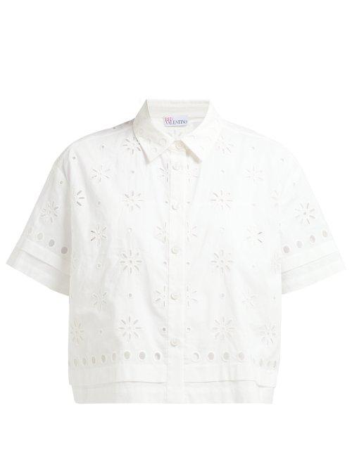 Matchesfashion.com Redvalentino - Broderie Anglaise Cotton Shirt - Womens - White
