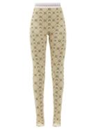 Matchesfashion.com Marine Serre - New Crescent Moon-print Stretch-jersey Leggings - Womens - Tan