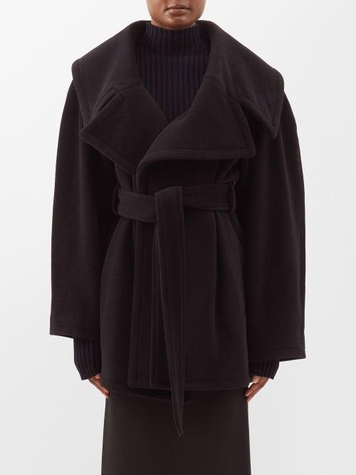 Balenciaga - Wide-lapel Alpaca And Wool-blend Wrap Coat - Womens - Black
