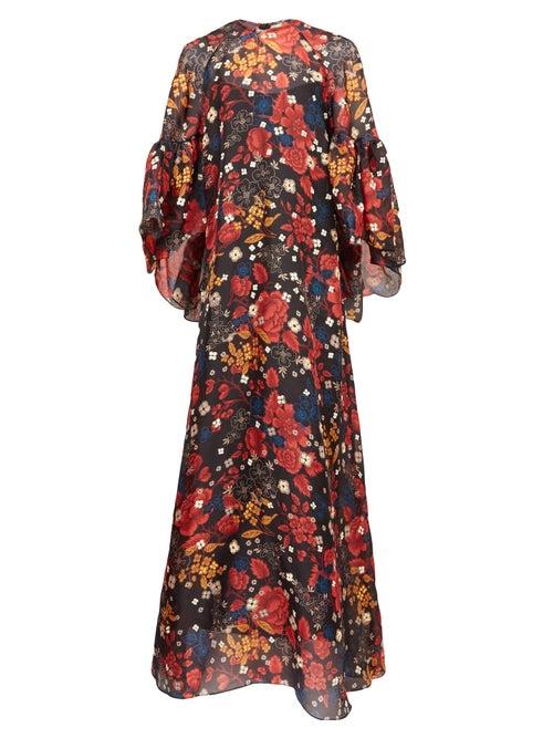 Matchesfashion.com Biyan - Gallie Floral-print Silk Maxi Dress - Womens - Black Multi