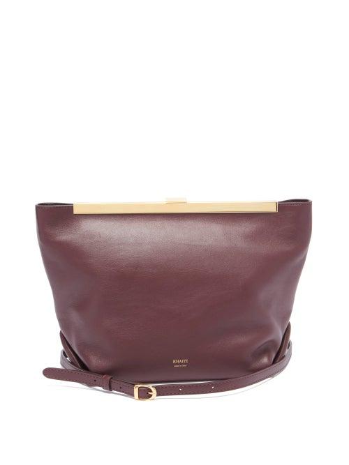 Ladies Bags Khaite - Augusta Leather Cross-body Bag - Womens - Burgundy