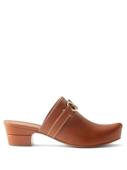 Salvatore Ferragamo - Phobos Hardware-embellished Mules - Womens - Brown