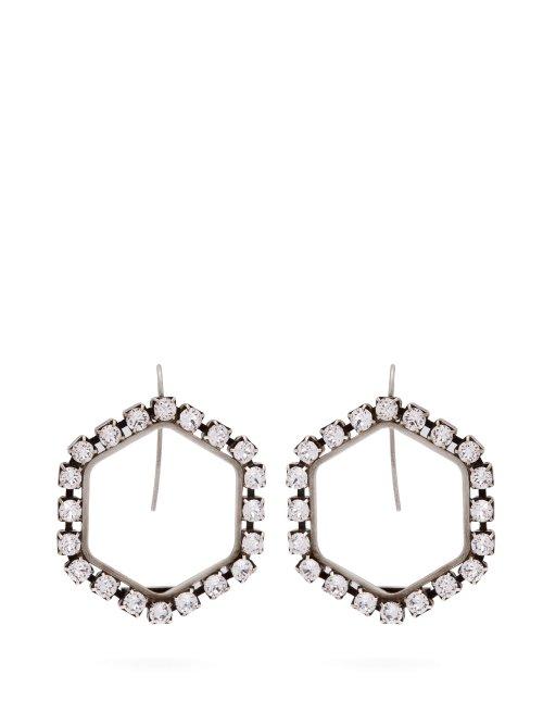 Matchesfashion.com Isabel Marant - Hexagon Crystal Embellished Drop Earrings - Womens - Silver