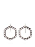 Matchesfashion.com Isabel Marant - Hexagon Crystal Embellished Drop Earrings - Womens - Silver