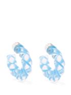 Bottega Veneta - Twist Glass And Sterling-silver Hoop Earrings - Womens - Blue