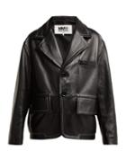 Matchesfashion.com Mm6 Maison Margiela - Single Breasted Leather Blazer - Womens - Black