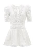 Ladies Beachwear Loveshackfancy - Divine Floral-embroidered Cotton-voile Mini Dress - Womens - White