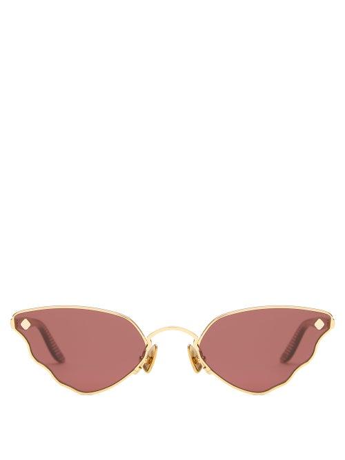 Matchesfashion.com Moy Atelier - Little Ripple Butterfly Gold Plated Sunglasses - Womens - Gold