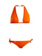 Matchesfashion.com Fendi - Lace Up Halterneck Tie Side Bikini Set - Womens - Orange
