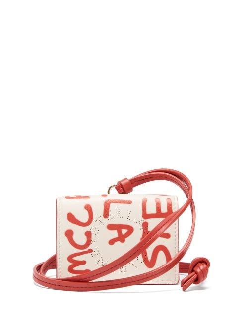 Stella Mccartney - X Ed Curtis Graffiti-print Faux-leather Cardholder - Womens - Red White