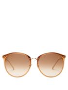 Matchesfashion.com Linda Farrow - Round Acetate Sunglasses - Womens - Brown