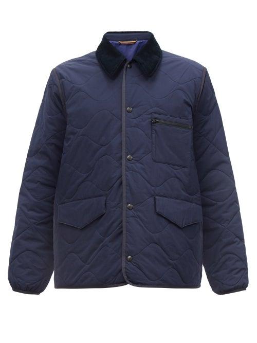 Paul Smith - Corduroy-collar Quilted Recycled-nylon Jacket - Mens - Navy