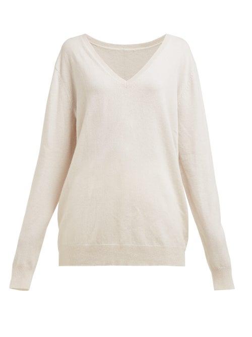 Matchesfashion.com Nili Lotan - Kendra V Neck Cashmere Sweater - Womens - Ivory