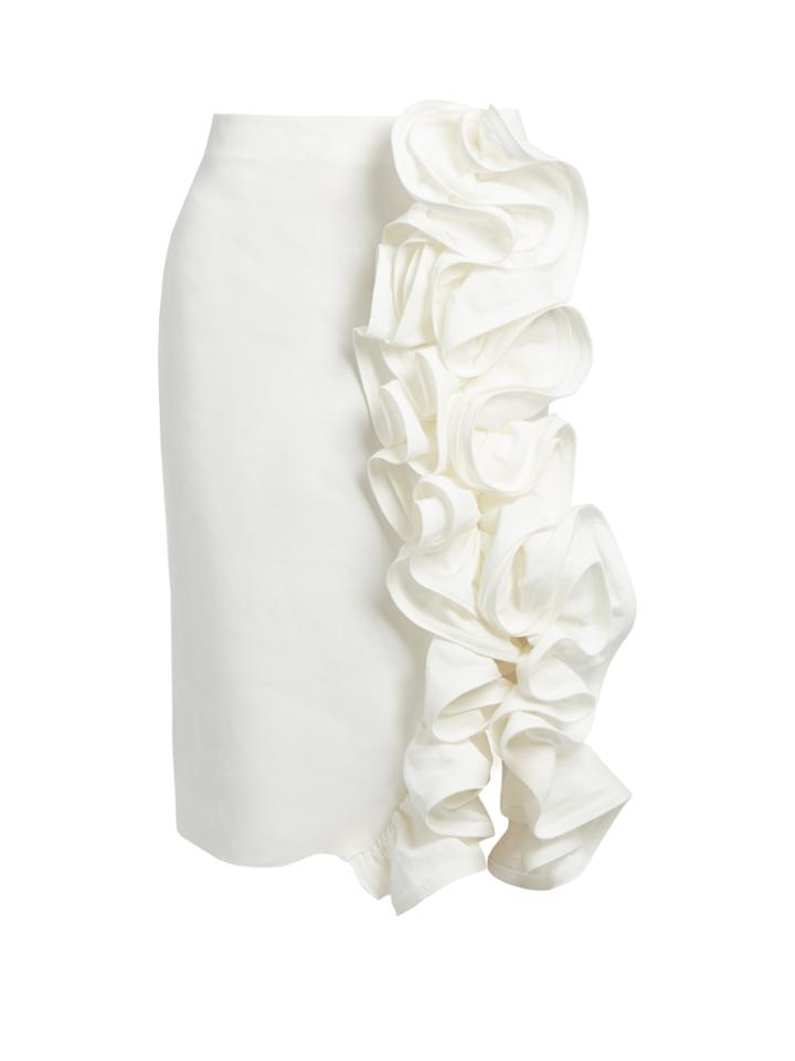 Brock Collection Stacey Ruffled Linen Pencil Skirt