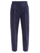 Matchesfashion.com See By Chlo - City Cropped Pleated-rise Twill Trousers - Womens - Blue