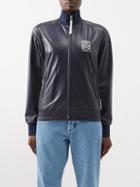 Loewe - Anagram-embroidered Leather Jacket - Womens - Navy