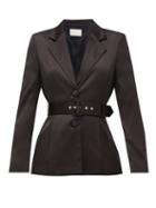 Matchesfashion.com Peter Pilotto - Belted Single-breasted Satin Jacket - Womens - Black