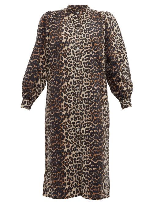 Matchesfashion.com Ganni - Leopard Print Denim Dress - Womens - Leopard