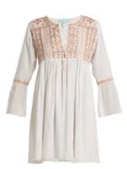 Matchesfashion.com Melissa Odabash - Natalia Embroidered Tie Neck Mini Dress - Womens - White