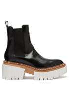 Ladies Shoes Stella Mccartney - Emilie Faux-leather Platform Chelsea Boots - Womens - Black White