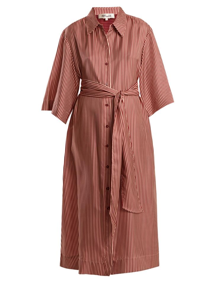Diane Von Furstenberg Striped Silk-twill Midi Dress