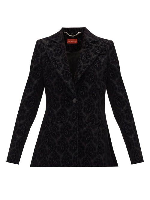 Matchesfashion.com Altuzarra - Acacia Paisley-jacquard Wool-blend Velvet Jacket - Womens - Black