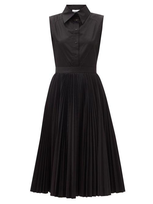 Matchesfashion.com Duncan - Ophelia Piqu-panelled Cotton-poplin Shirt Dress - Womens - Black