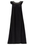 Matchesfashion.com Anaak - Daisy Smocked Cotton-muslin Dress - Womens - Black