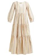 Matchesfashion.com Muzungu Sisters - Frangipani Tiered Cotton Dress - Womens - Multi Stripe