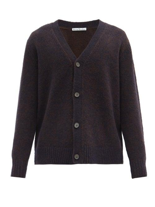 Matchesfashion.com Acne Studios - Kabelo Rib-knitted Wool-blend Cardigan - Mens - Navy