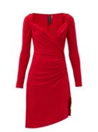 Matchesfashion.com Norma Kamali - Sweetheart-neckline Draped-jersey Dress - Womens - Red