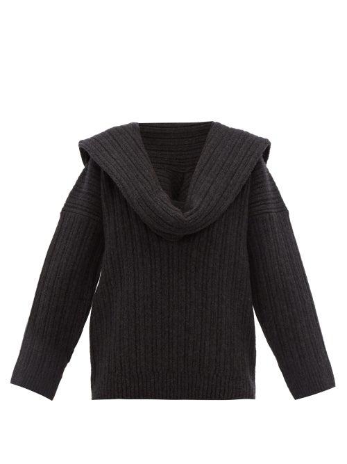 Matchesfashion.com Jacquemus - Ahwa Draped Scarf Neckline Wool Blend Sweater - Womens - Dark Grey