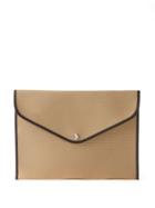 Rue De Verneuil - Envelope Leather-trimmed Canvas Pouch - Womens - Beige Multi