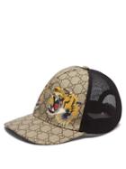 Matchesfashion.com Gucci - Gg Supreme And Tiger Print Mesh Cap - Mens - Beige