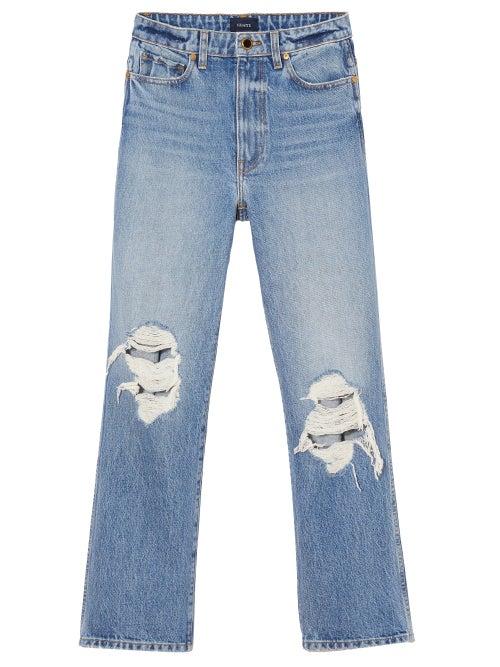 Khaite - Abigail Distressed Cropped Jeans - Womens - Blue