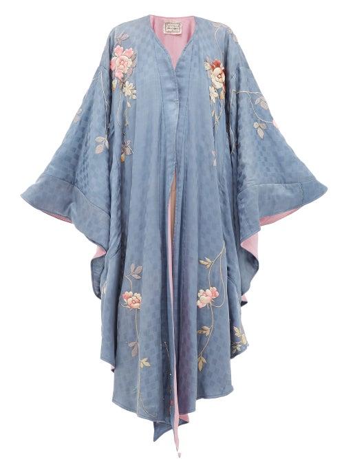Matchesfashion.com By Walid - Conchita 19th Century Embroidered Silk Shawl - Womens - Blue