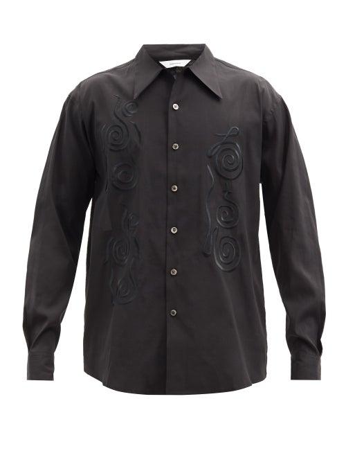 Matchesfashion.com Sasquatchfabrix - Embroidered Poplin Shirt - Mens - Black