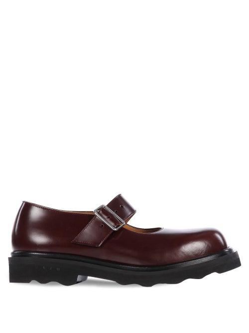 Matchesfashion.com Marni - Trek-sole Leather Mary-jane Loafers - Womens - Burgundy