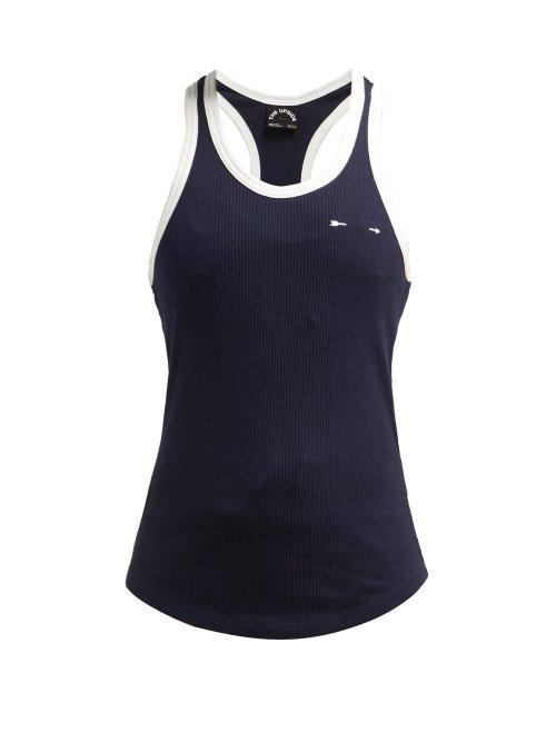 Matchesfashion.com The Upside - Ribbed Knit Cotton Tank Top - Womens - Navy White