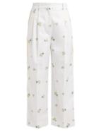 Matchesfashion.com Racil - Agadir Floral Embroidered Striped Trousers - Womens - White Multi
