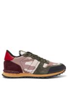 Matchesfashion.com Valentino - Rockrunner Camouflage Suede And Leather Trainers - Mens - Pink Multi