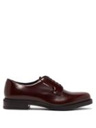 Matchesfashion.com Prada - Logo Print Leather Derby Shoes - Mens - Burgundy