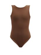 Matchesfashion.com Albus Lumen - High Neck Low Back Technical Piqu Swimsuit - Womens - Brown